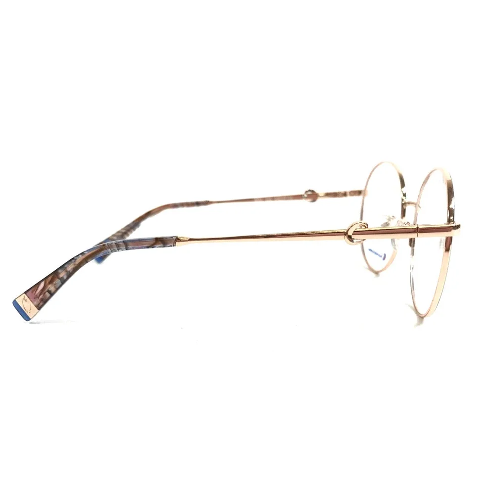 Champion Eyeglasses Frames REAL C02 Blue Rose Gold Round Wire Rim 54-18-135
